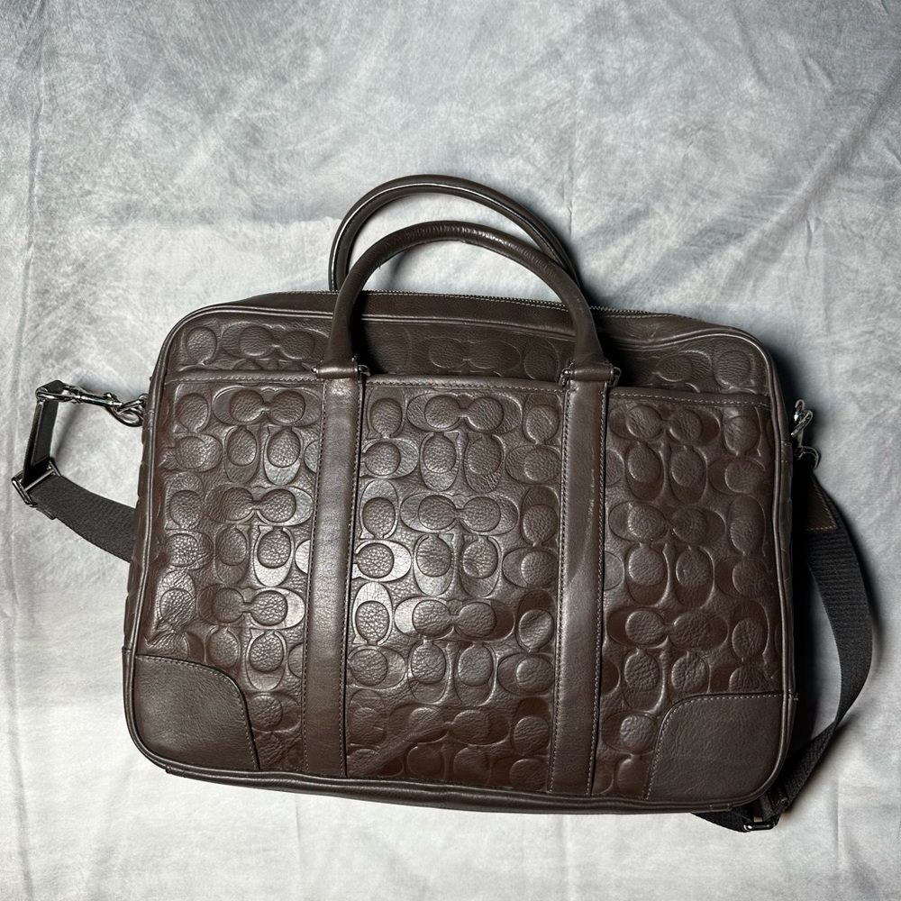 Coach Business Brown Leather Laptop Bag - Picture 2 of 11